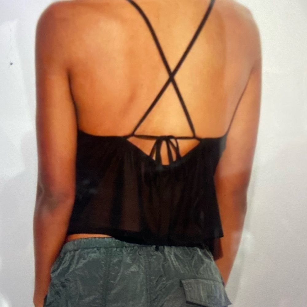 Black Sheer Spaghetti Strap Top